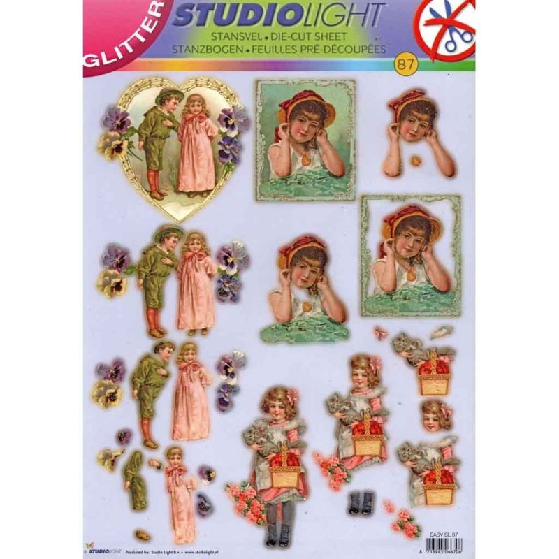 Vintage Children in Bonnets Die Cut 3d Decoupage Craft Paper