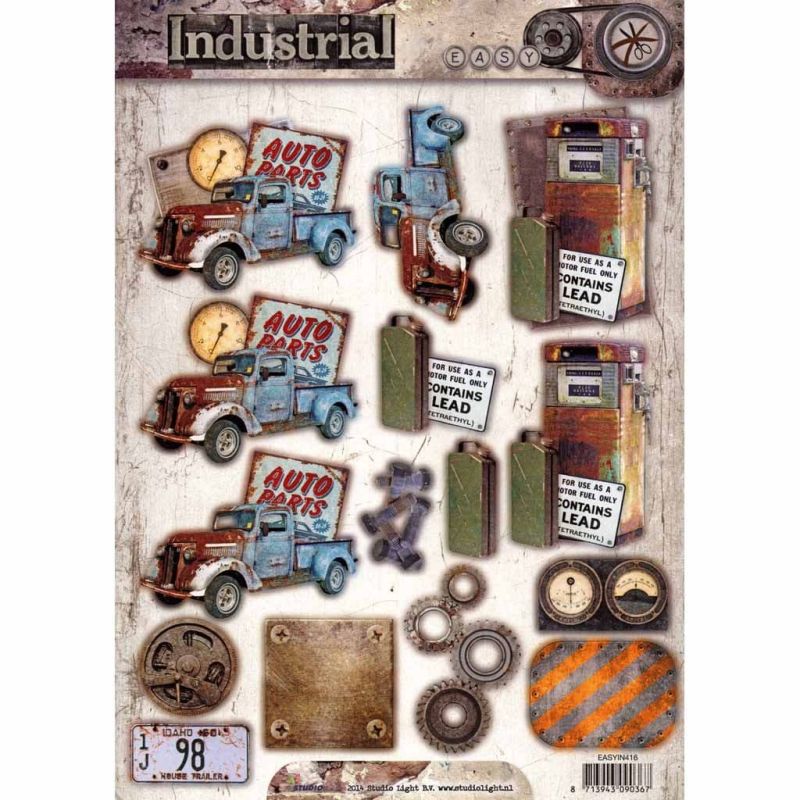 Vintage Mechanics Die Cut 3d Decoupage Craft Sheet - No Cutting