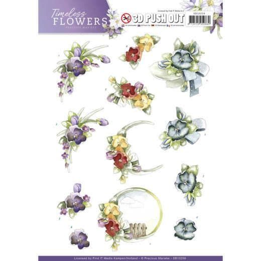 Violet Flowers by Precious Marieke 3D decoupage Die Cut Sheet