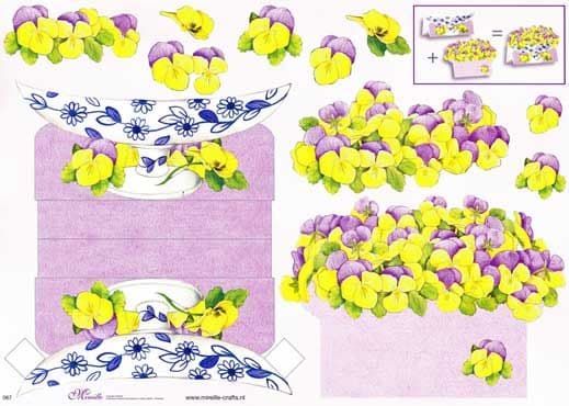 Violets in Blue and White Bowl Stand Up 3d Decoupage Sheet