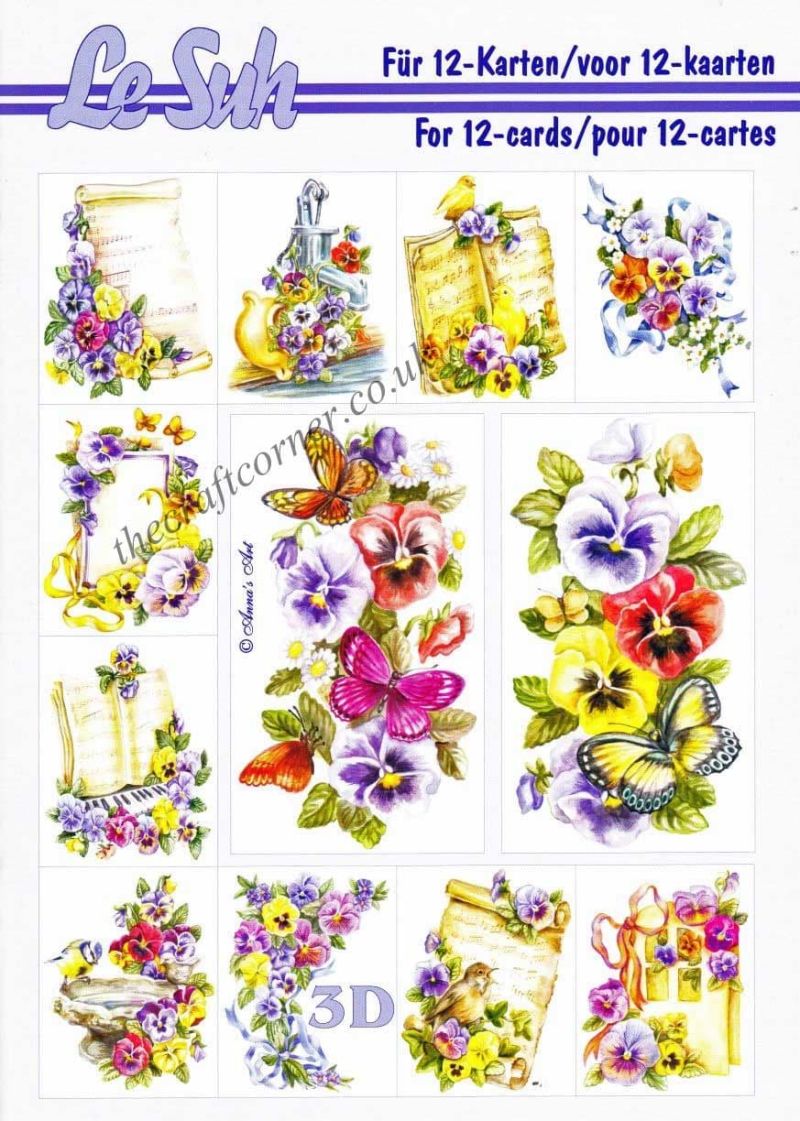 Violets & Pansy Flowers A5 3D Decoupage Book from Le Suh