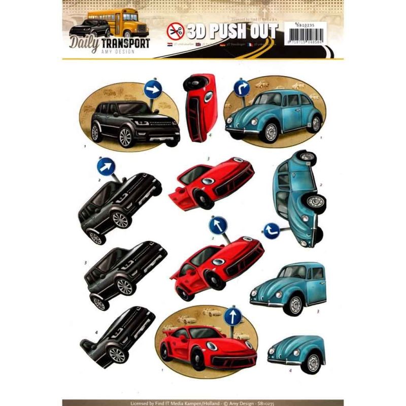 VW Beetle & Sports Car Die Cut 3d Decoupage Craft Paper