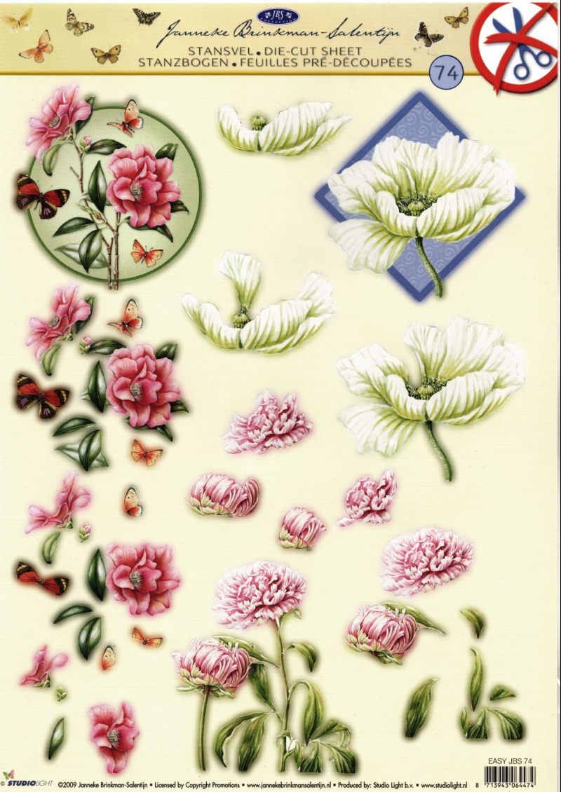 Watercolour Flowers by Janneke Brinkman 3D Decoupage Die Cut Sheet - No Cutting Required