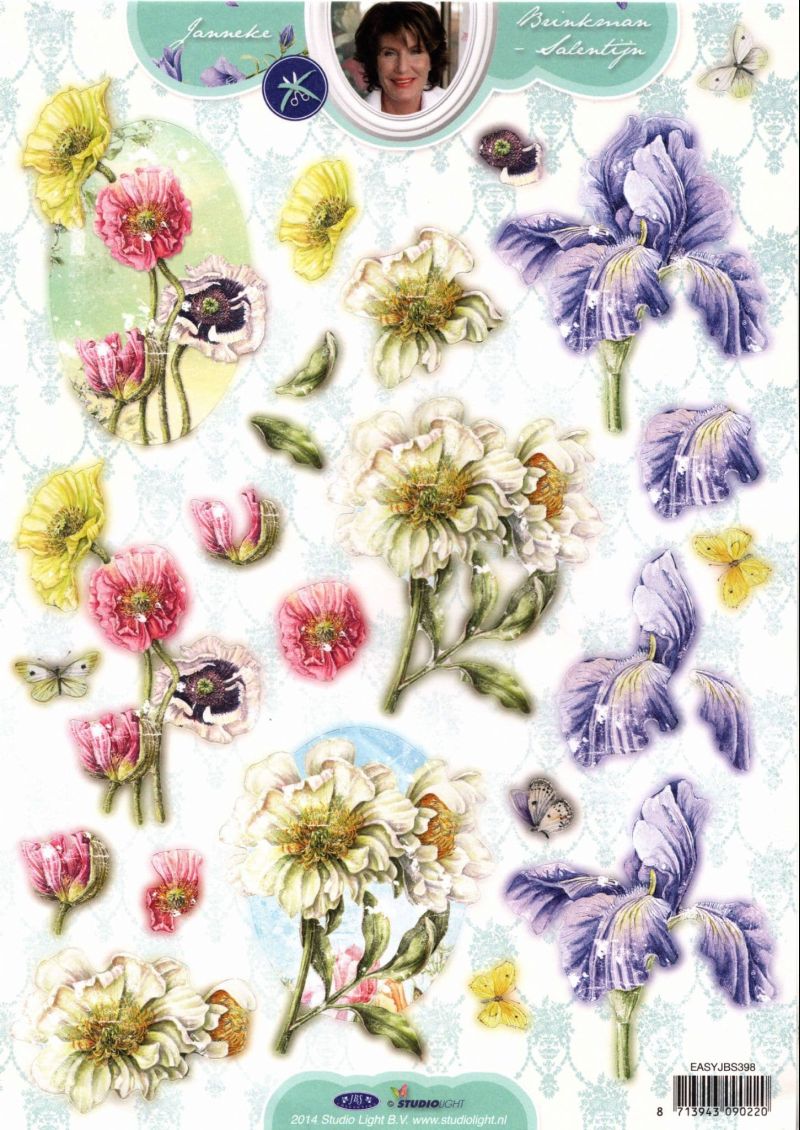 Watercolour Flowers by Janneke Brinkman Die Cut 3d Decoupage Sheet