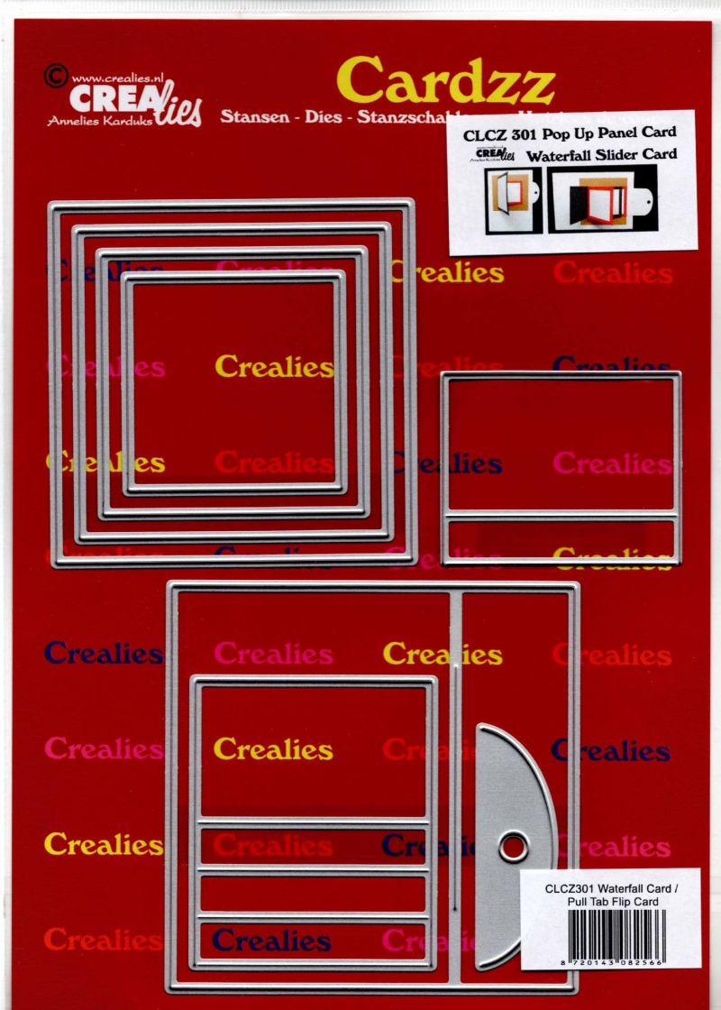 Waterfall Slider Card & Pop Up Panel Card Die Cut Template - Crealies Cardzz CLCZ301