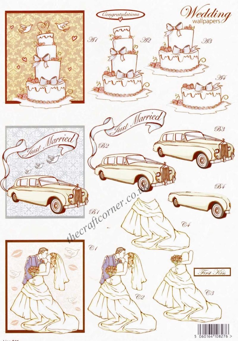 Wedding Cake Die Cut 3d Decoupage Sheet From Craft UK Ltd