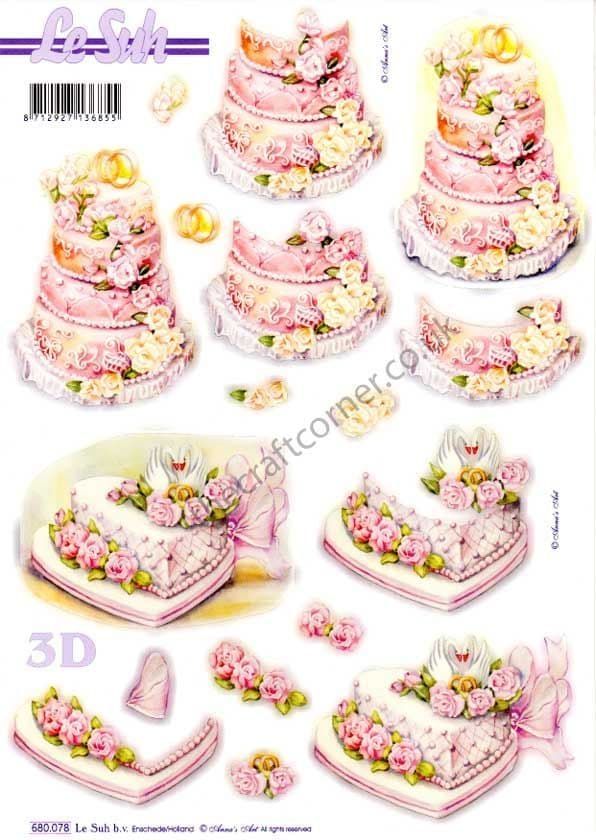 Wedding Cakes Die Cut 3d Decoupage Sheet From Le Suh