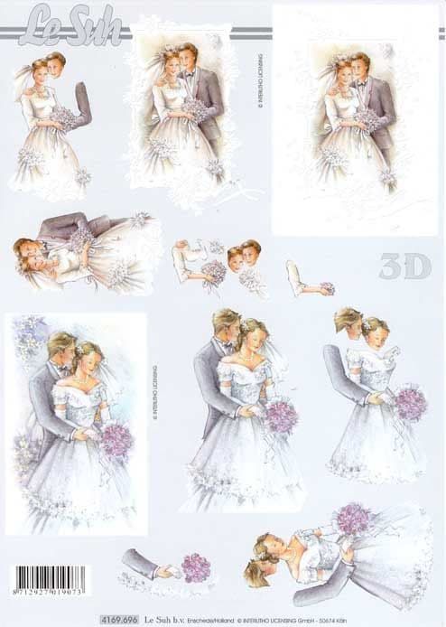 Wedding Couple 1 3d Decoupage Sheet