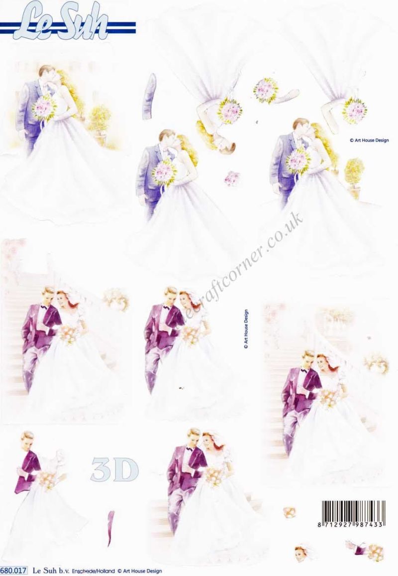 Wedding Couple Kissing Die Cut 3d Decoupage Sheet From Le Suh