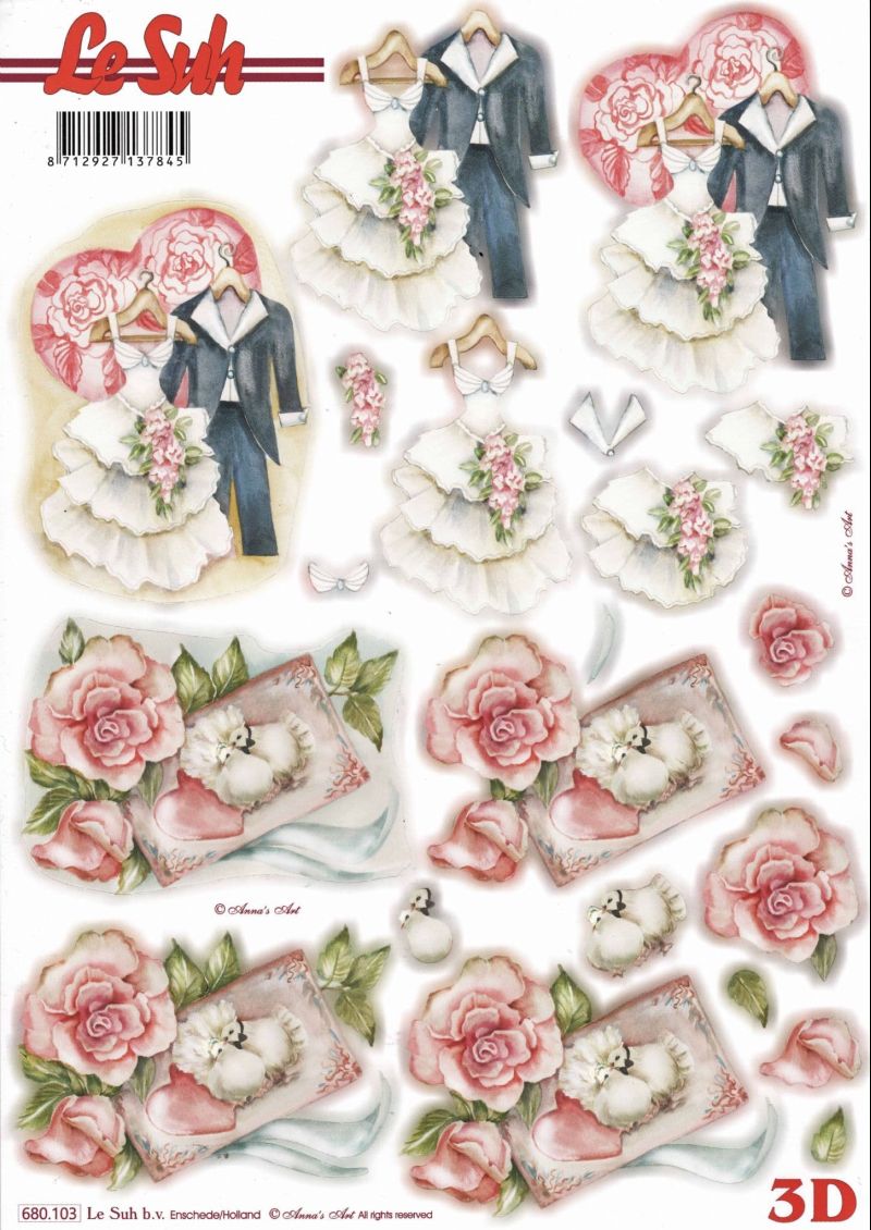 Wedding Flowers Die Cut 3d Decoupage Paper Crafting  Sheet