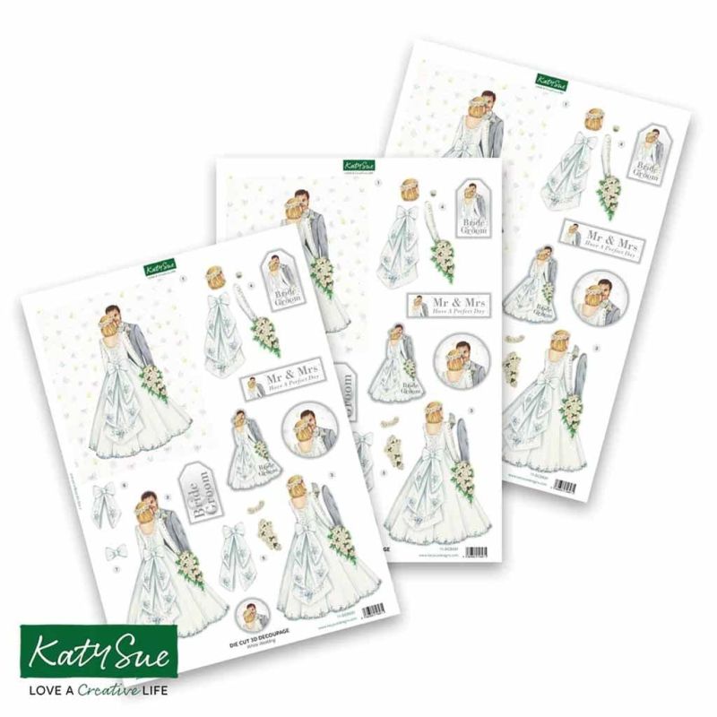 White Wedding Die Cut 3d Decoupage Craft Sheets by Katy Sue