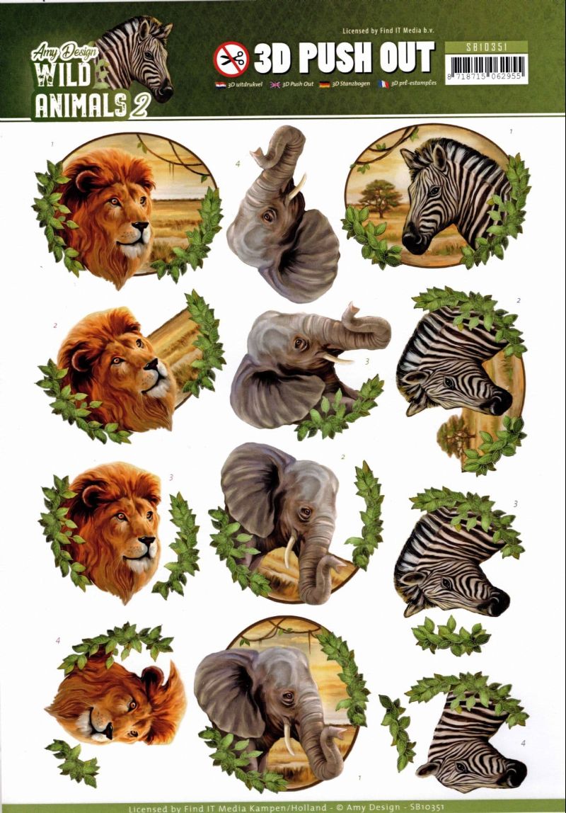 Wild Animals 2 African Plains - Amy Designs 3D decoupage Die Cut Sheet