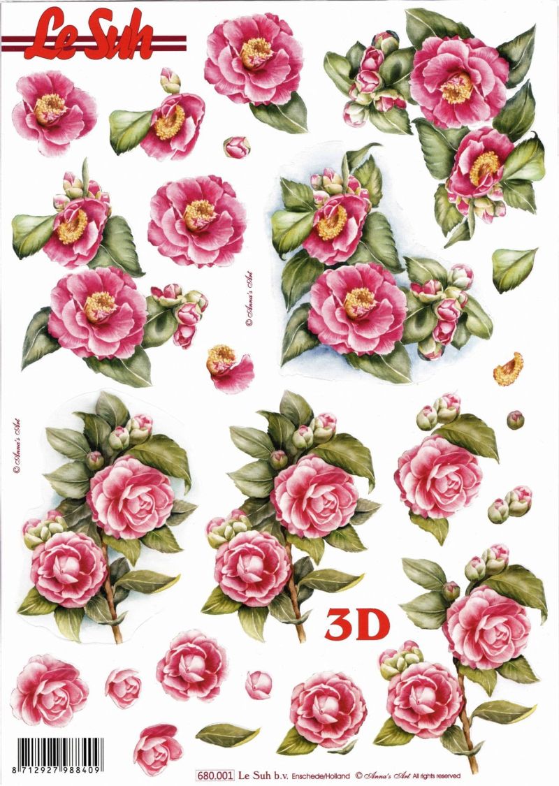 Wild Roses Die Cut 3d Decoupage Sheet From Le Suh - NO CUTTING