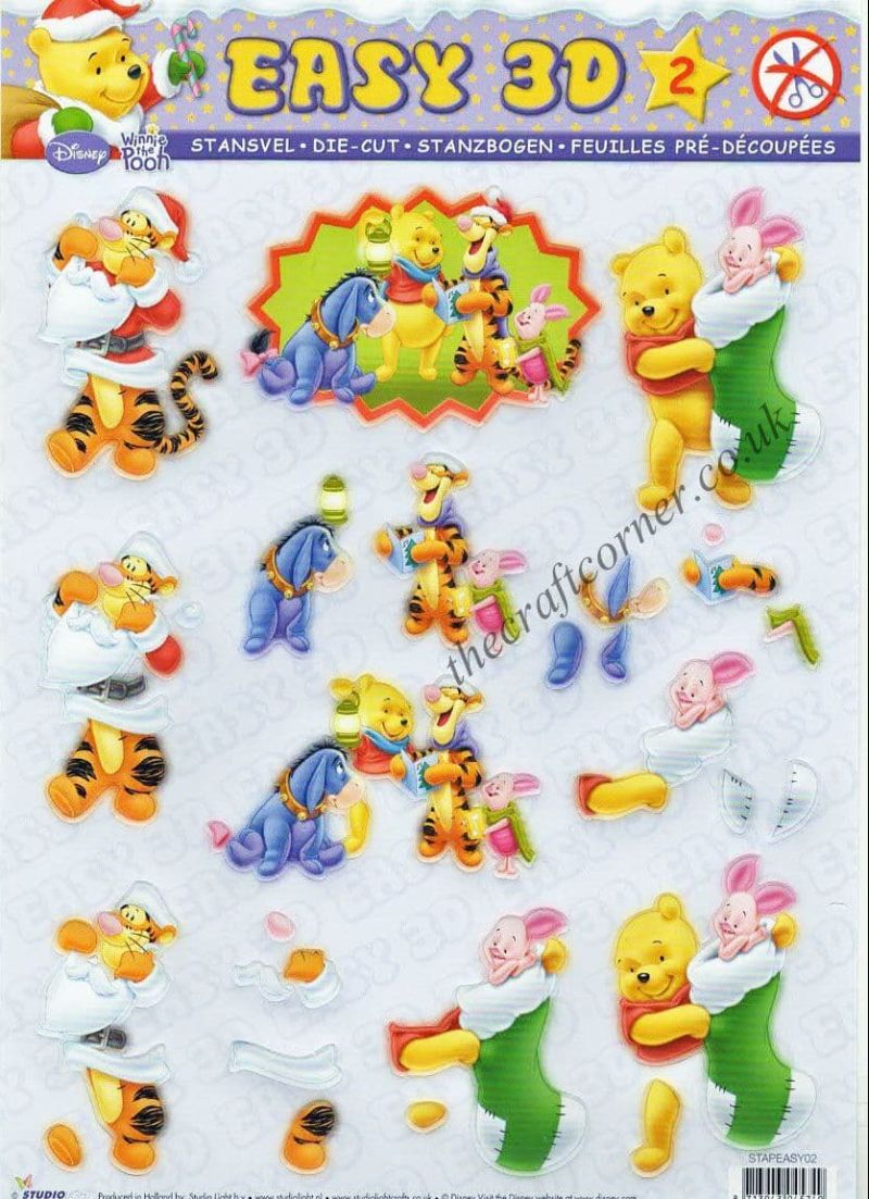 Winnie The Pooh & Friends At Christmas 2 Die Cut 3d Decoupage Sheet