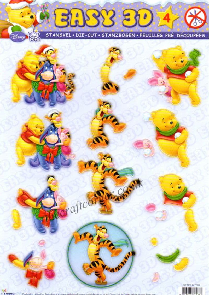 Winnie The Pooh & Friends At Christmas 4 Die Cut 3d Decoupage Sheet