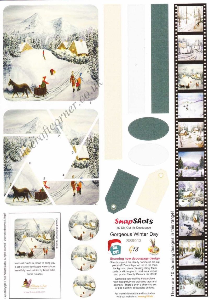 Winter Day Christmas Scene Die Cut 3d Decoupage Sheet