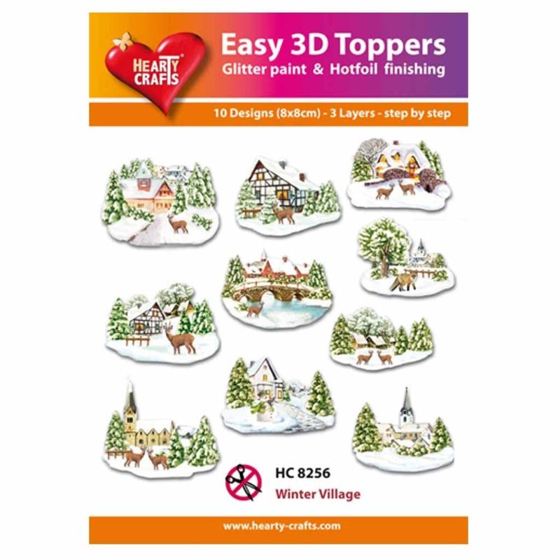 Winter Village Easy 3D  Craft Toppers for Paper Card Making