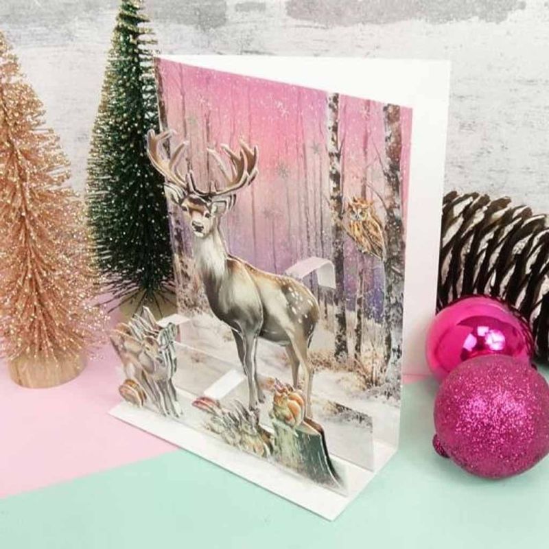 Winter Woodland Pop Up Stepper Card Paper Craft Sheet