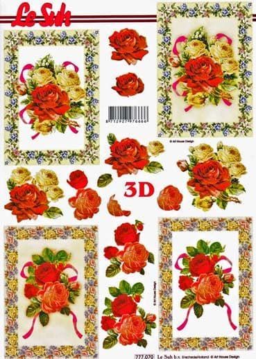 Yellow and Red Roses 3d Decoupage Sheet