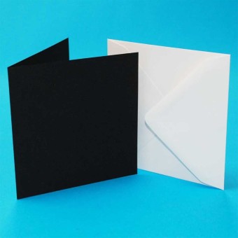 5 Black Blank Cards & Envelopes for Paper Cra