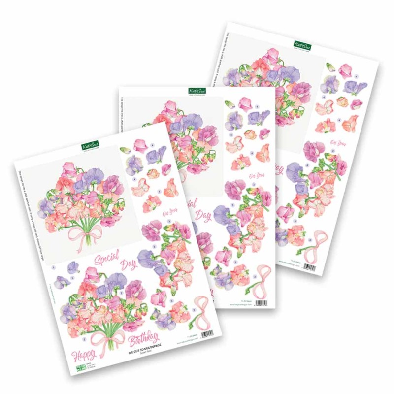 Sweet Peas 3pk Die Cut 3d Decoupage Craft She