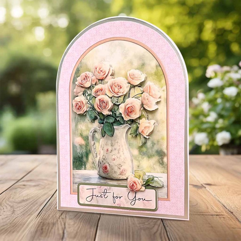 Jug of Roses 3pk Die Cut 3d Decoupage Craft S