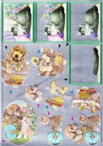 Adorable Kitten & Puppy 3d Decoupage Sheet Fr