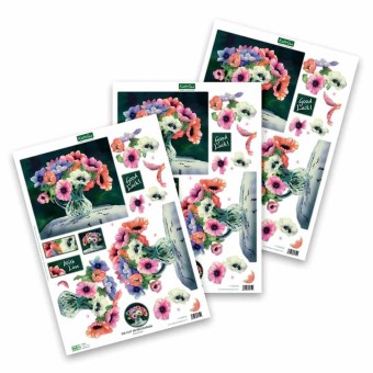 Anemones 3pk Die Cut 3d Decoupage Craft Sheet