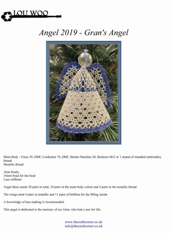 Angel 2019 Torchon Bobbin Lace Pattern