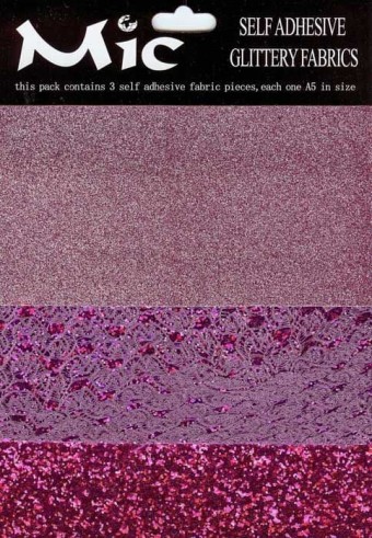 Cerise Pink Self Adhesive Glittery Fabrics