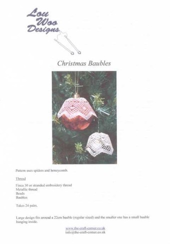 Christmas Baubles Torchon Bobbin Lace Pattern