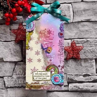 Christmas Distressed Labels Sentiment Clear R