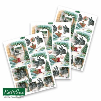 Christmas Donkeys 3pk Die Cut 3d Decoupage Cr