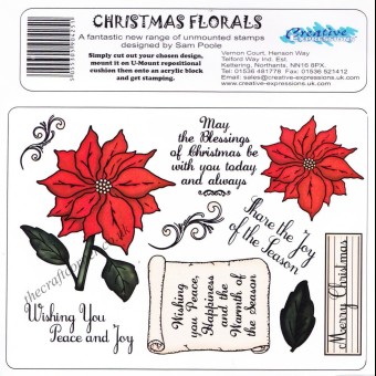 Christmas Florals 10 Unmounted Rubber Paper C