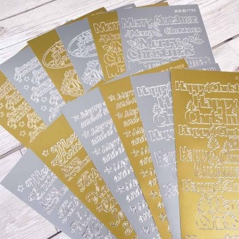 Christmas Sentiments Gold & Silver Peel Offs 