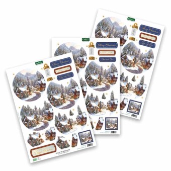 Christmas Village Bauble 3pk Die Cut 3d Decou