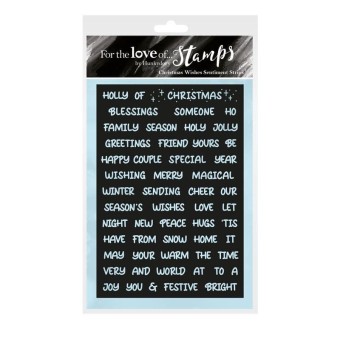 Christmas Wishes Sentiment Strips Rubber Stam