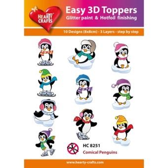 Comical Penguins Easy 3D  Craft Toppers for P