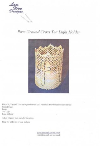 Cross Tea Light Holder Torchon Bobbin Lace Pa