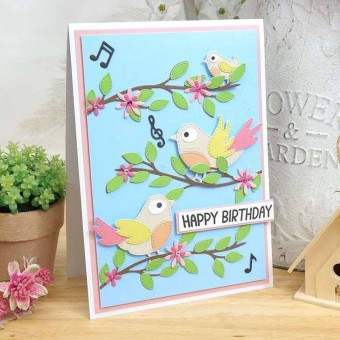 Cute Birds & Branches Metal Dies For Paper Cr