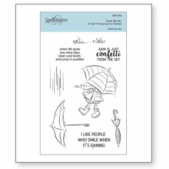 Cute Boots & Umbrella Clear Rubber Stamps for