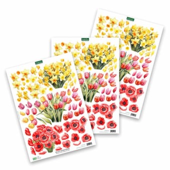 Daffodil, Tulip & Poppy Bouquet 3pk Die Cut 3