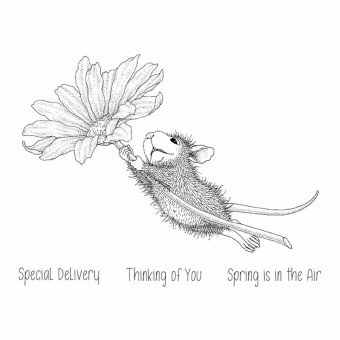 Daisy Mouse Cling Rubber Stamps By House-Mous