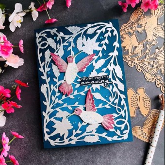 Delicate Floral Hummingbirds Paper Crafting C