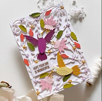 Delicate Floral Hummingbirds Paper Crafting C