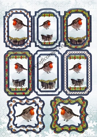 Die Cut Foil Christmas Robin Toppers and Back