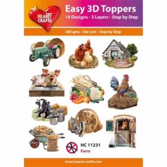 Farm Easy 3D  Craft Toppers for Paper Card Ma