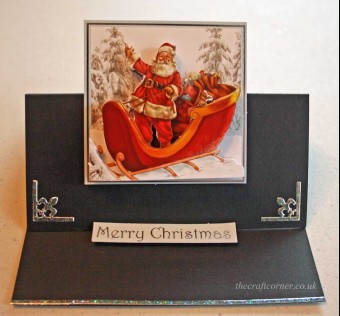 Father Christmas & Sleigh with Foil Accents D