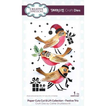 Festive Trio Christmas Robins Paper Cut & Lif