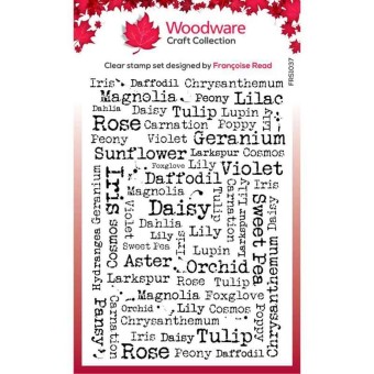 Flower Names Background Clear Rubber Stamp by